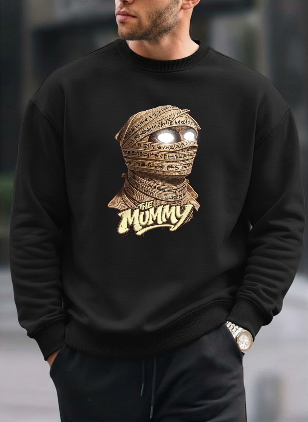 Mummy Reflective Eyes oversized round sweatshirt