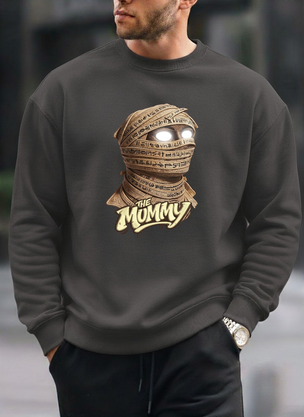 Mummy Reflective Eyes oversized round sweatshirt