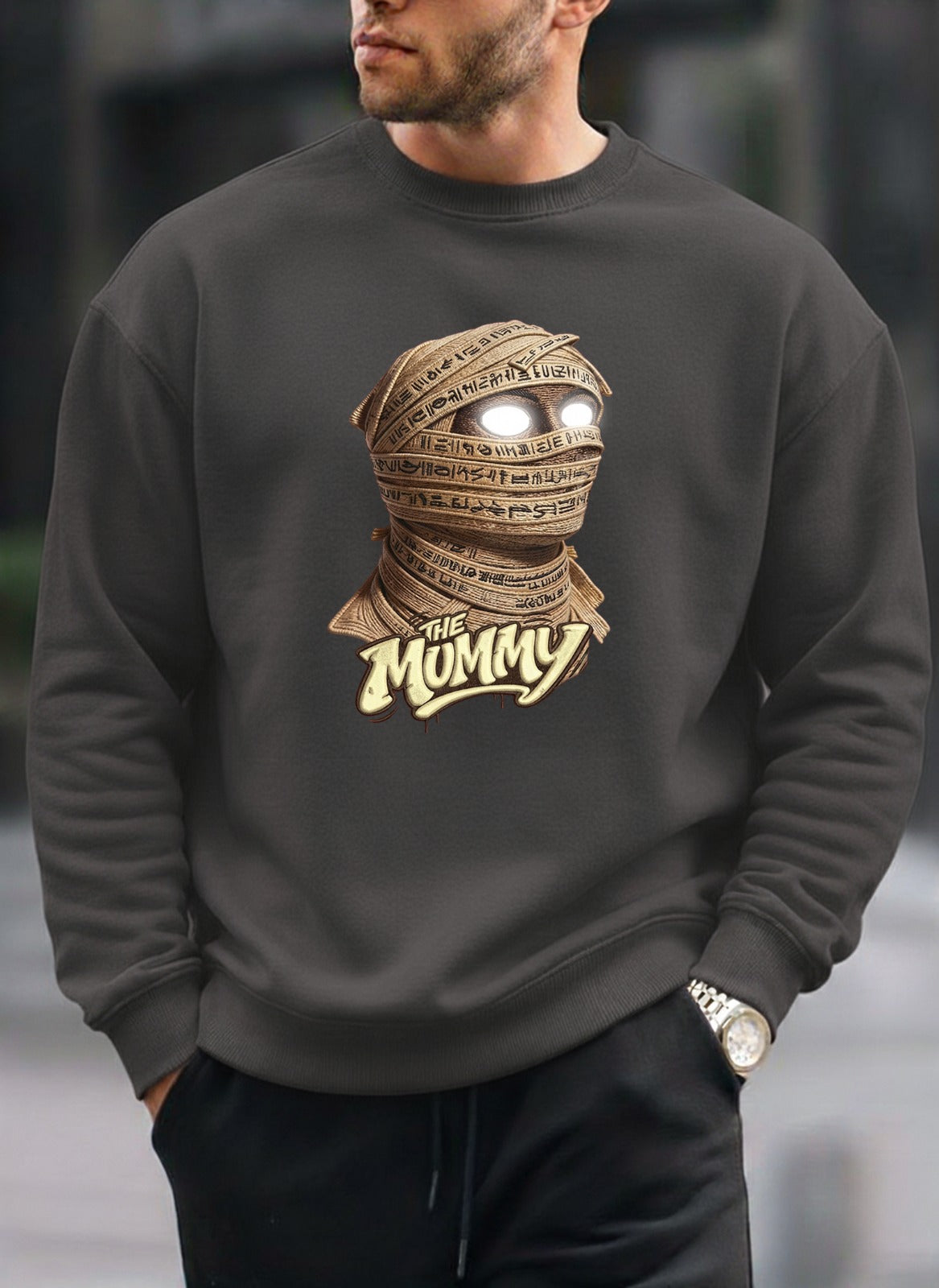 Mummy Reflective Eyes oversized round sweatshirt