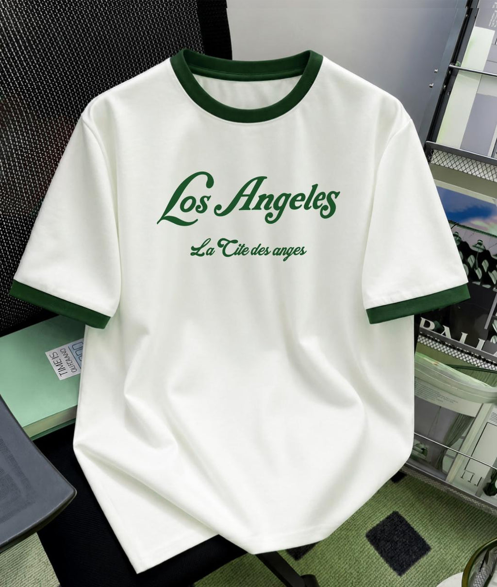 Los Angeles Tesla Regular Ringer printed T-shirt