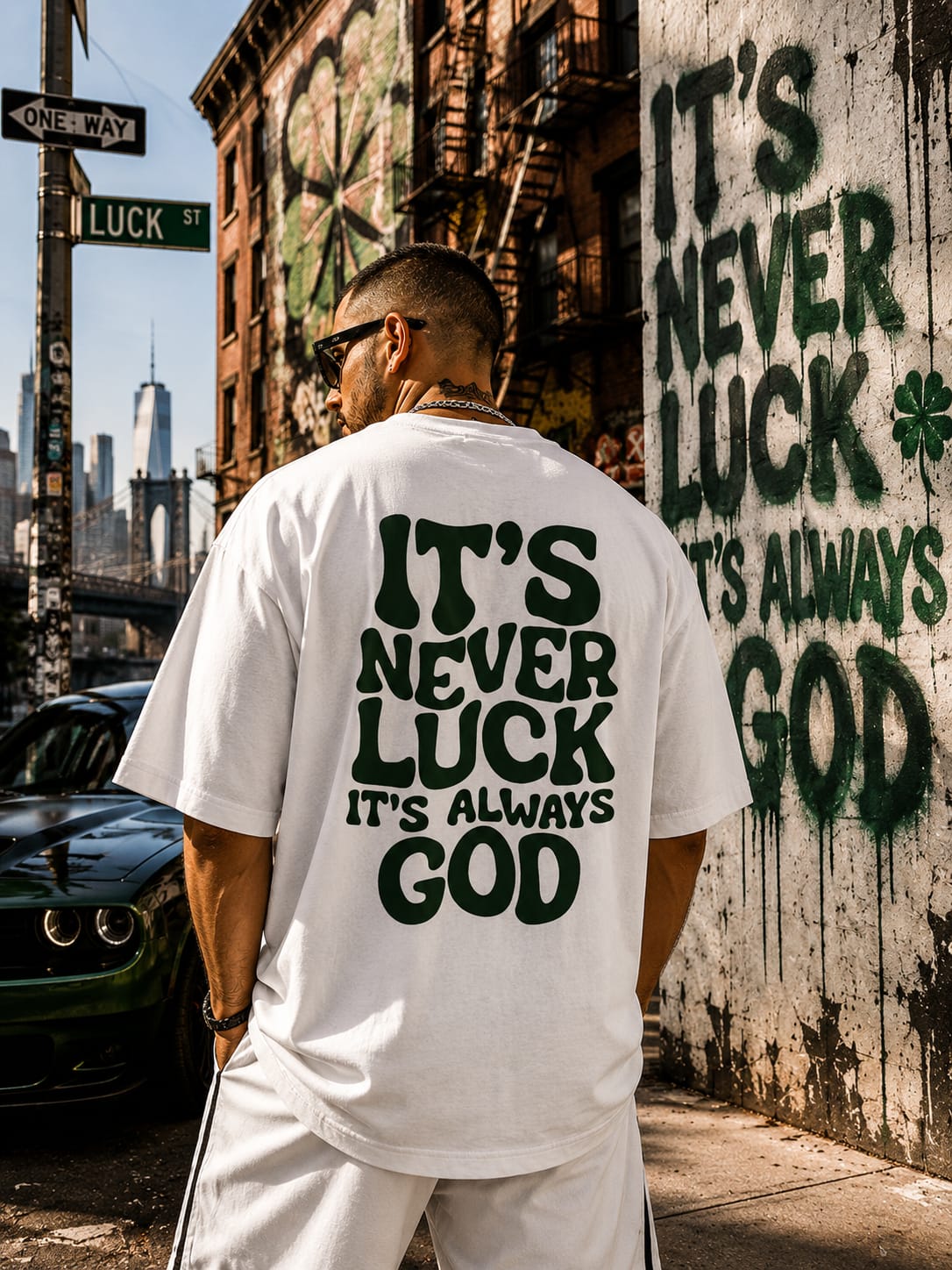 It's Never Luck It Always God Oversize T-shirt (printed)