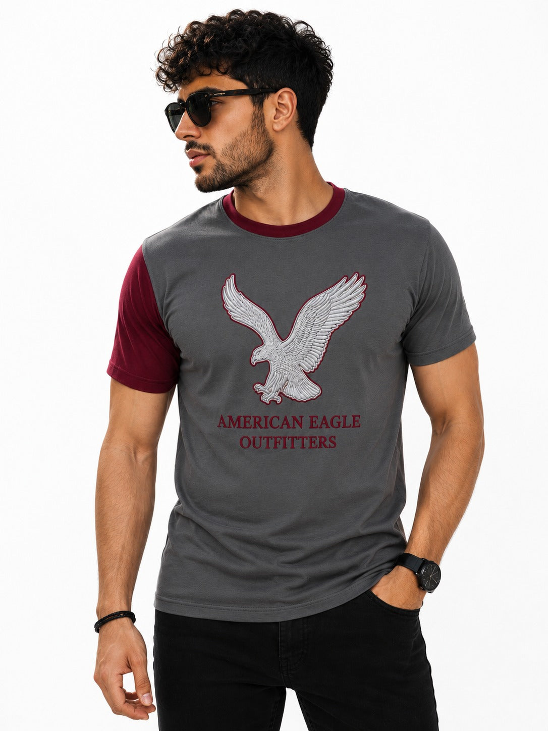New American Eagle Regular Ringer printed T-shirt