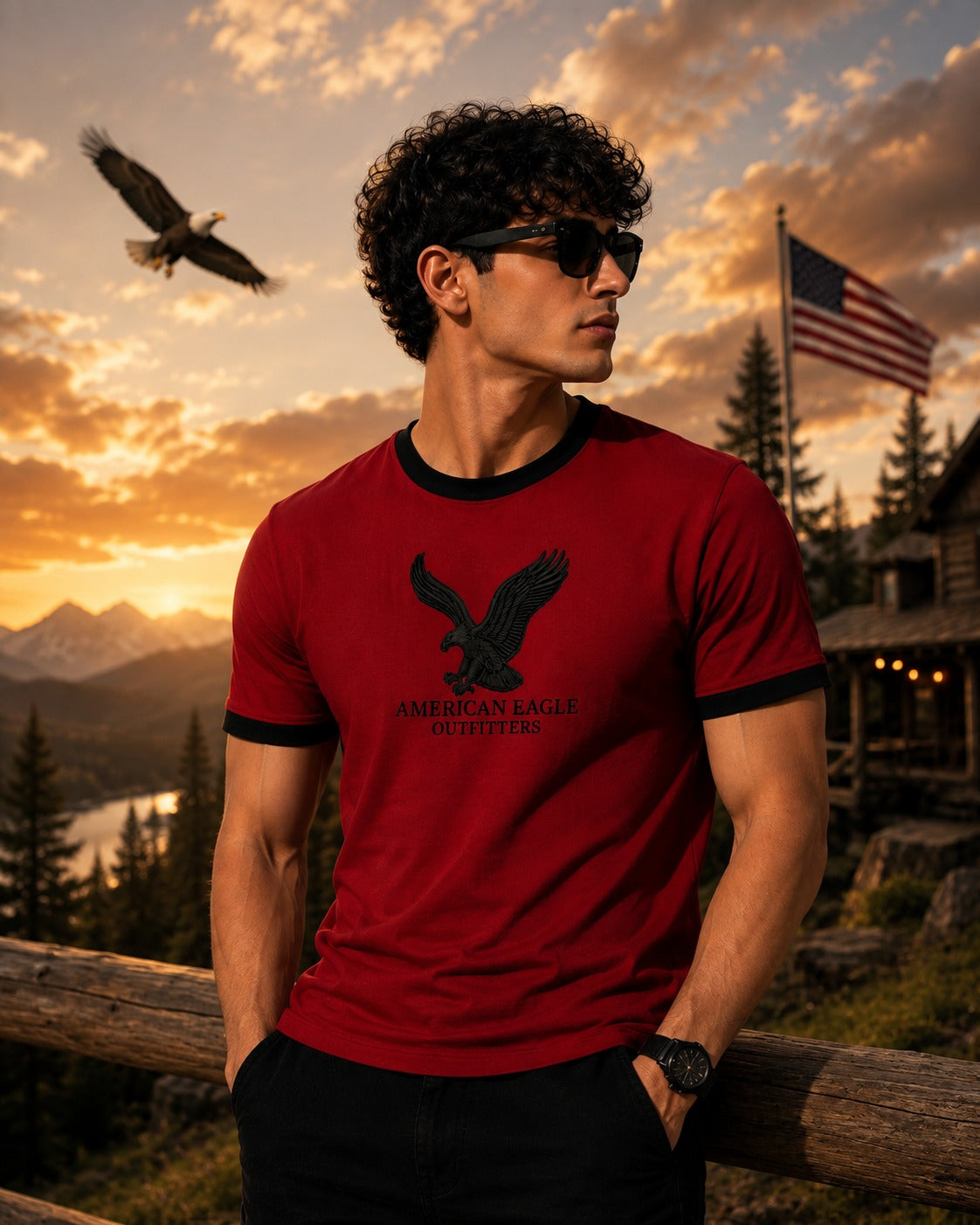 American Eagle Ringer printed T-shirt