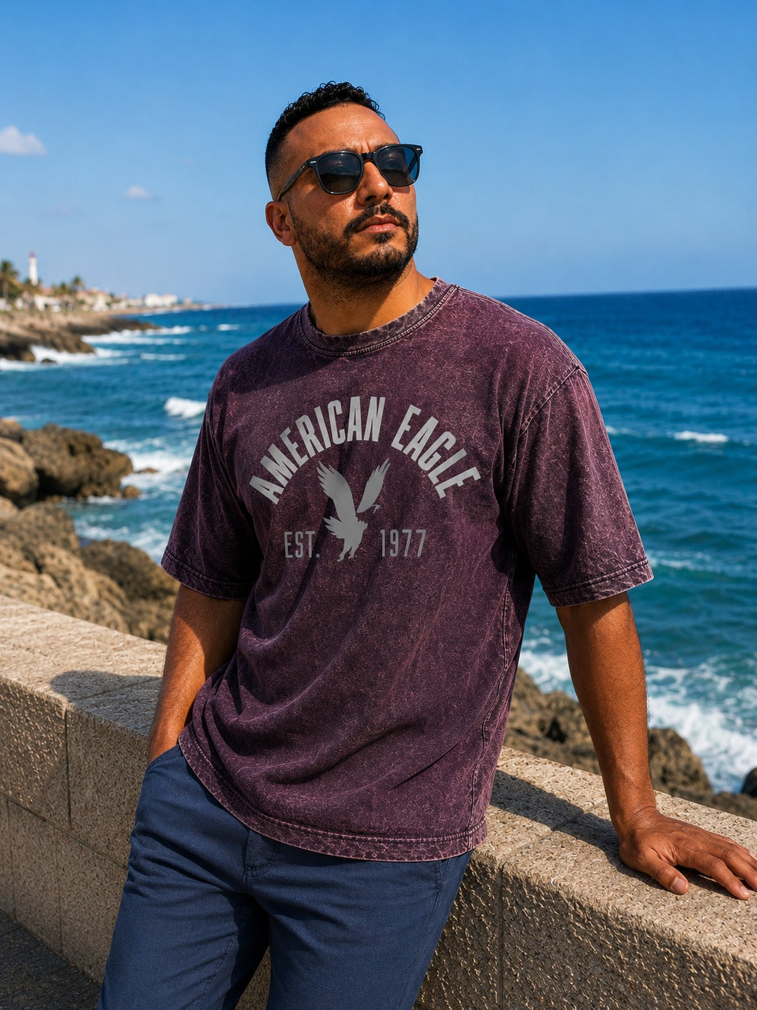 New American Eagle Oversize Washed T-shirt (printed)