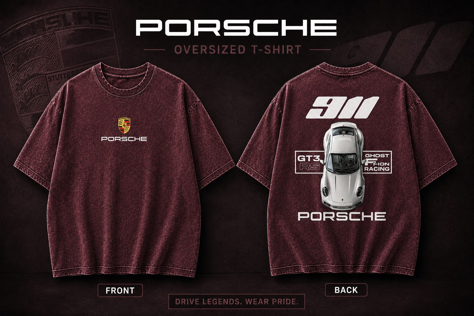 Porsche 911 Oversize Washed T-shirt (printed)