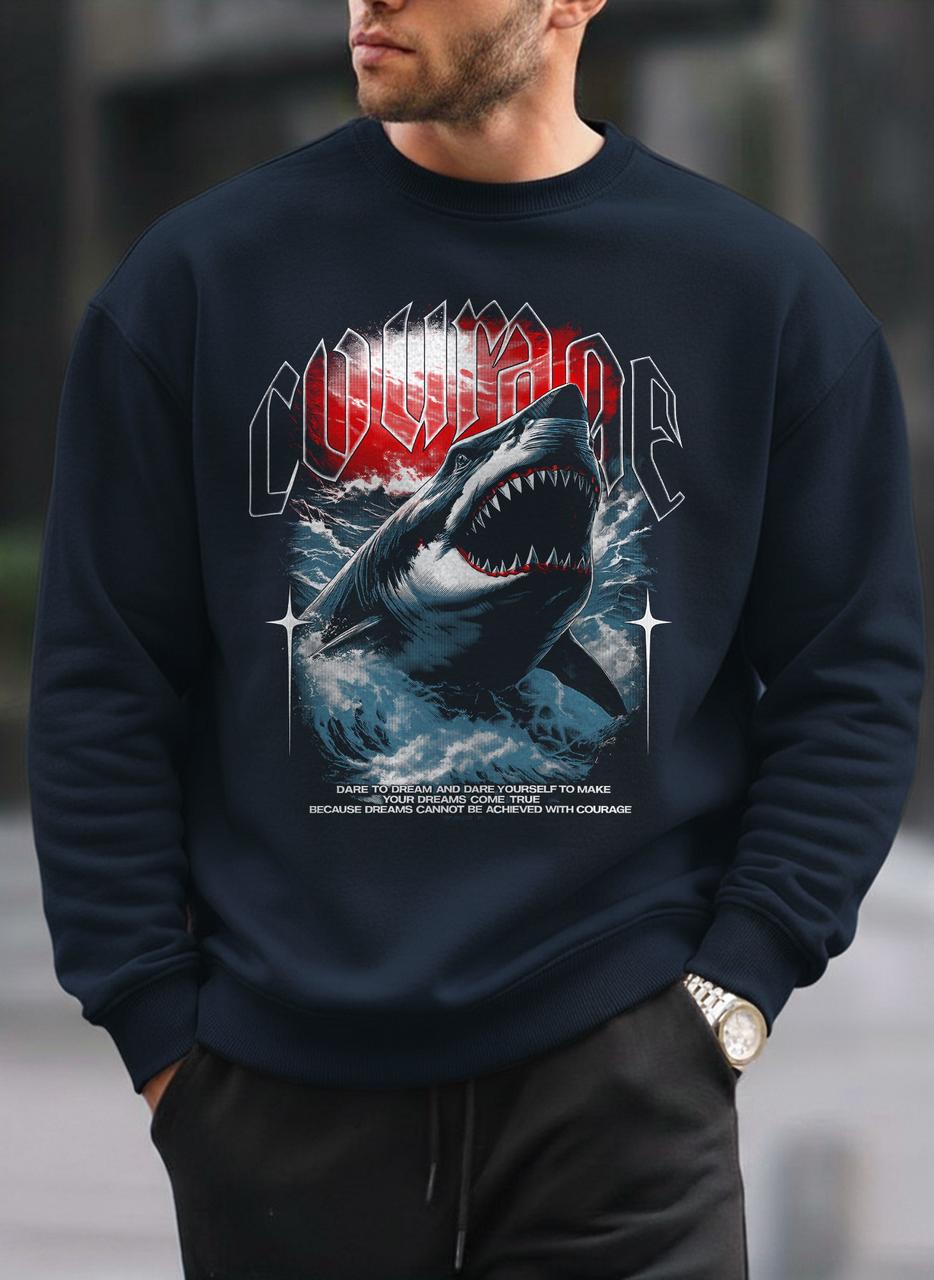 New Shark oversized round sweatshirt