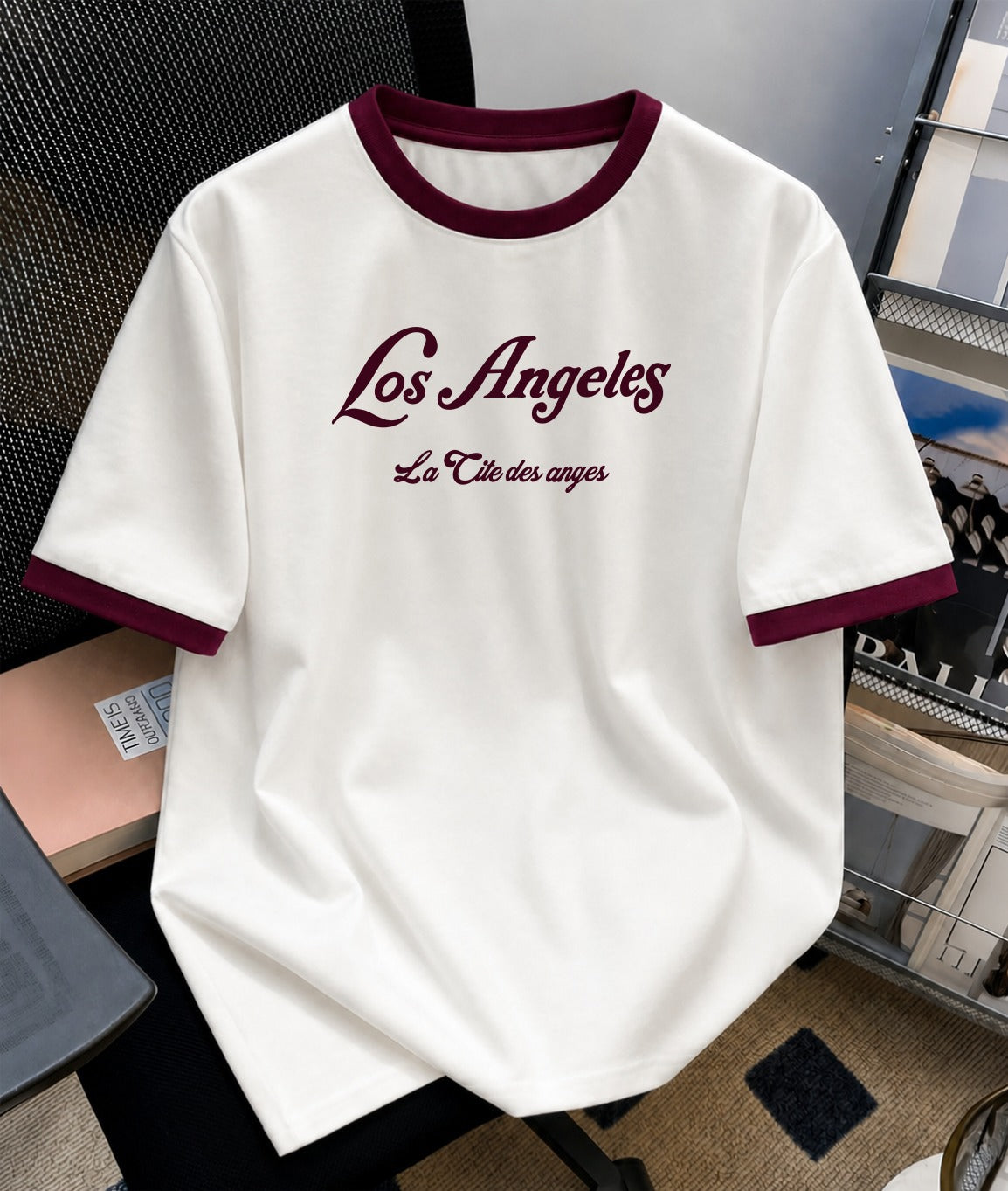 Los Angeles Tesla Regular Ringer printed T-shirt