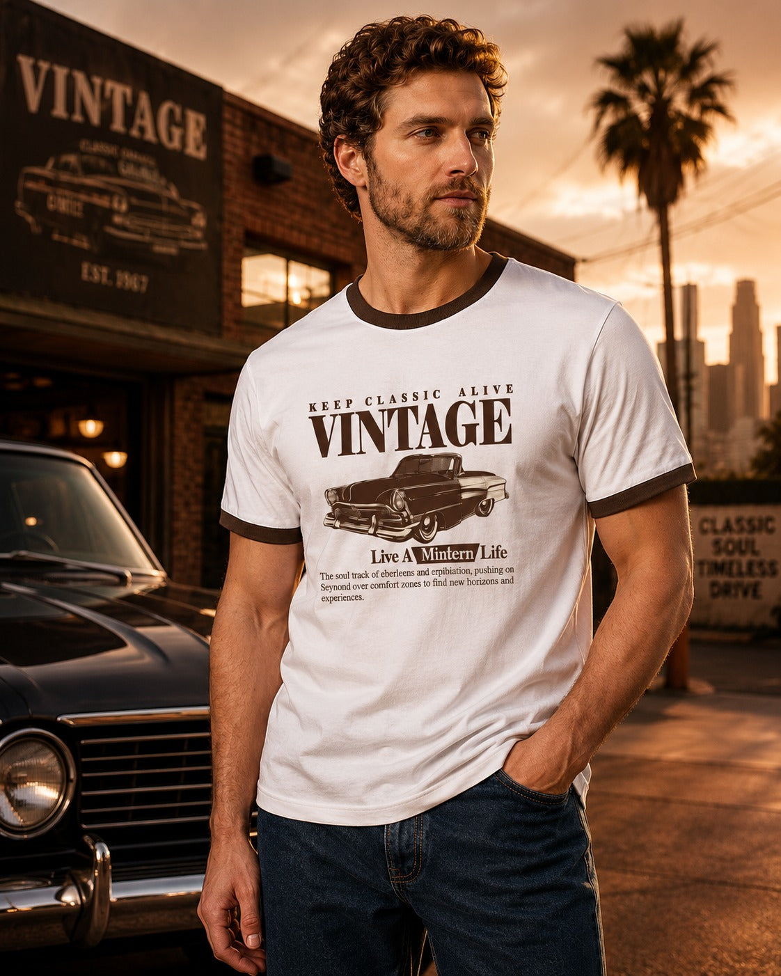 Vintage Tesla Regular Ringer printed T-shirt