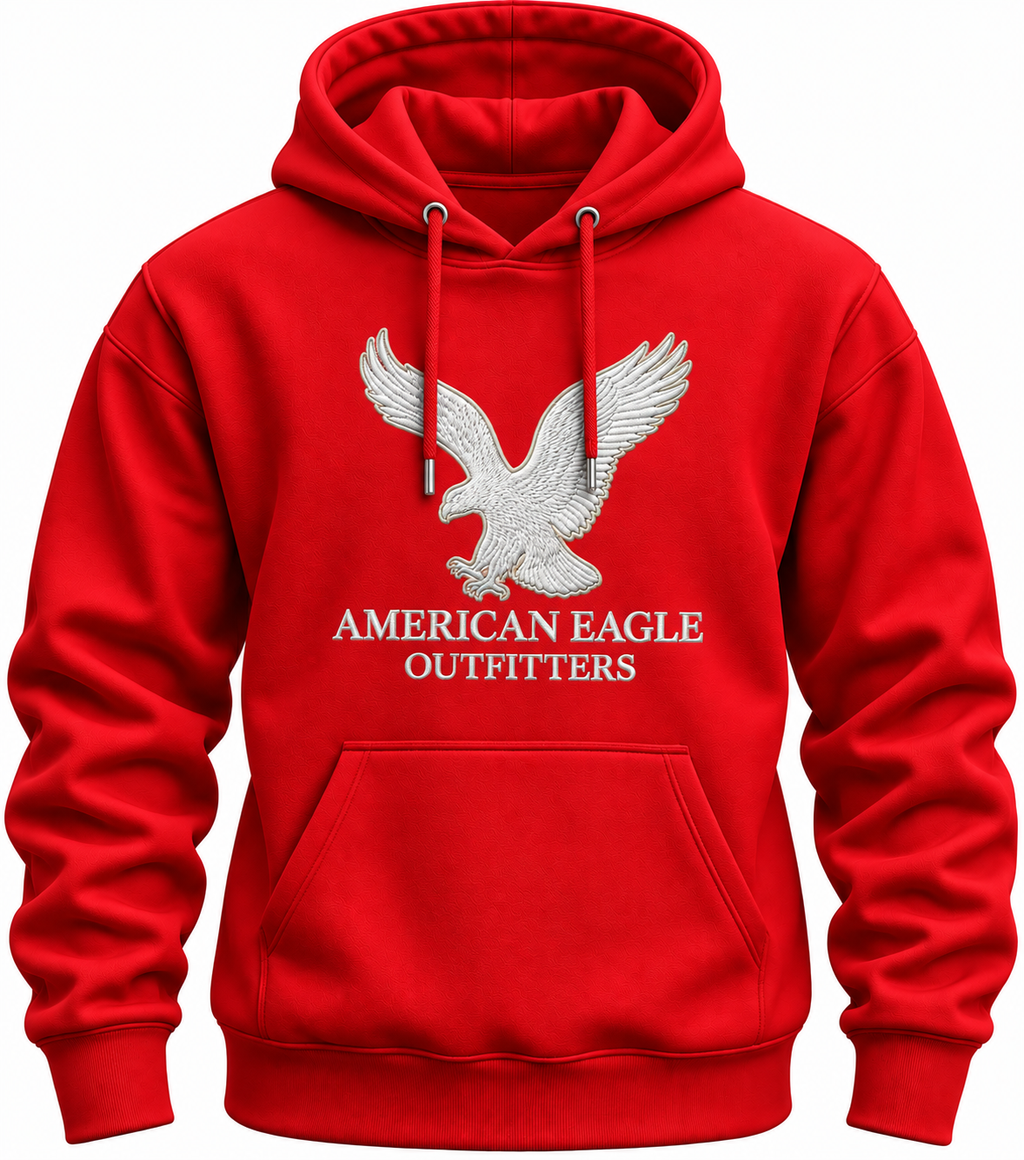 Printed American Eagle Regular Winter Hoodie