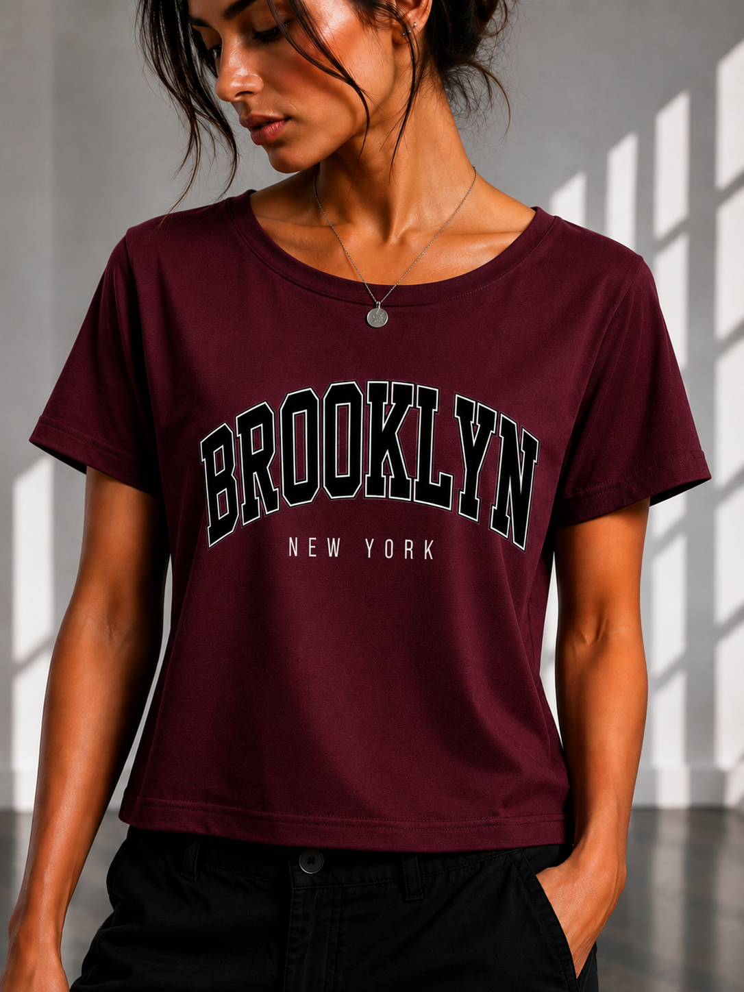 BROOKLYN Regular printed Cropped women T-shirt