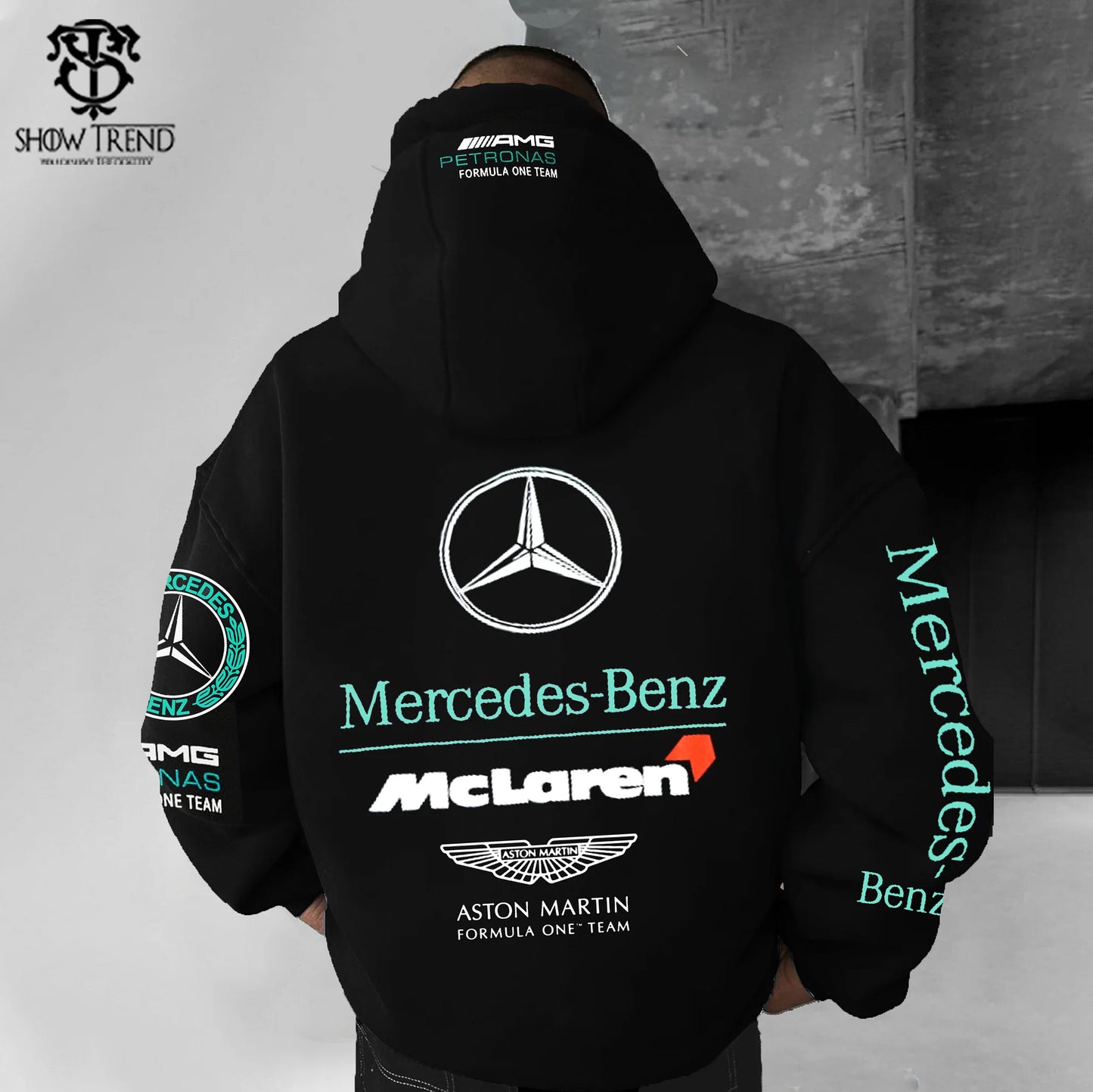 Black Mercedes Benz Oversize&Printed Hoodie