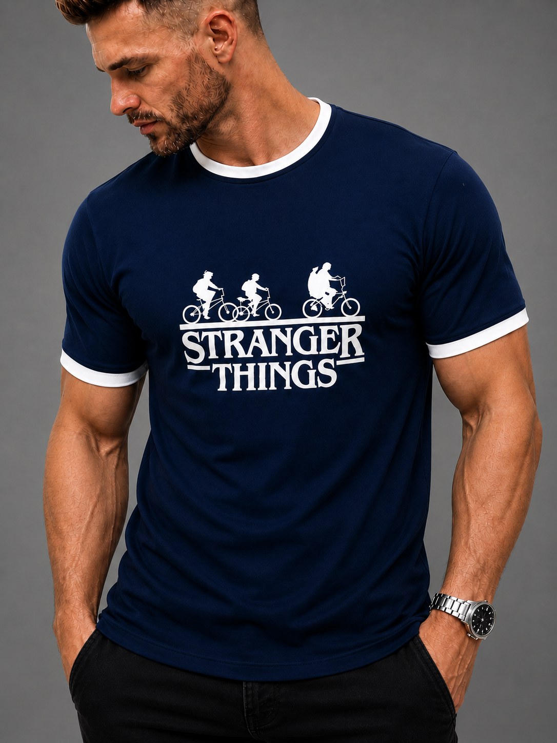 Stranger Things Regular Ringer printed T-shirt