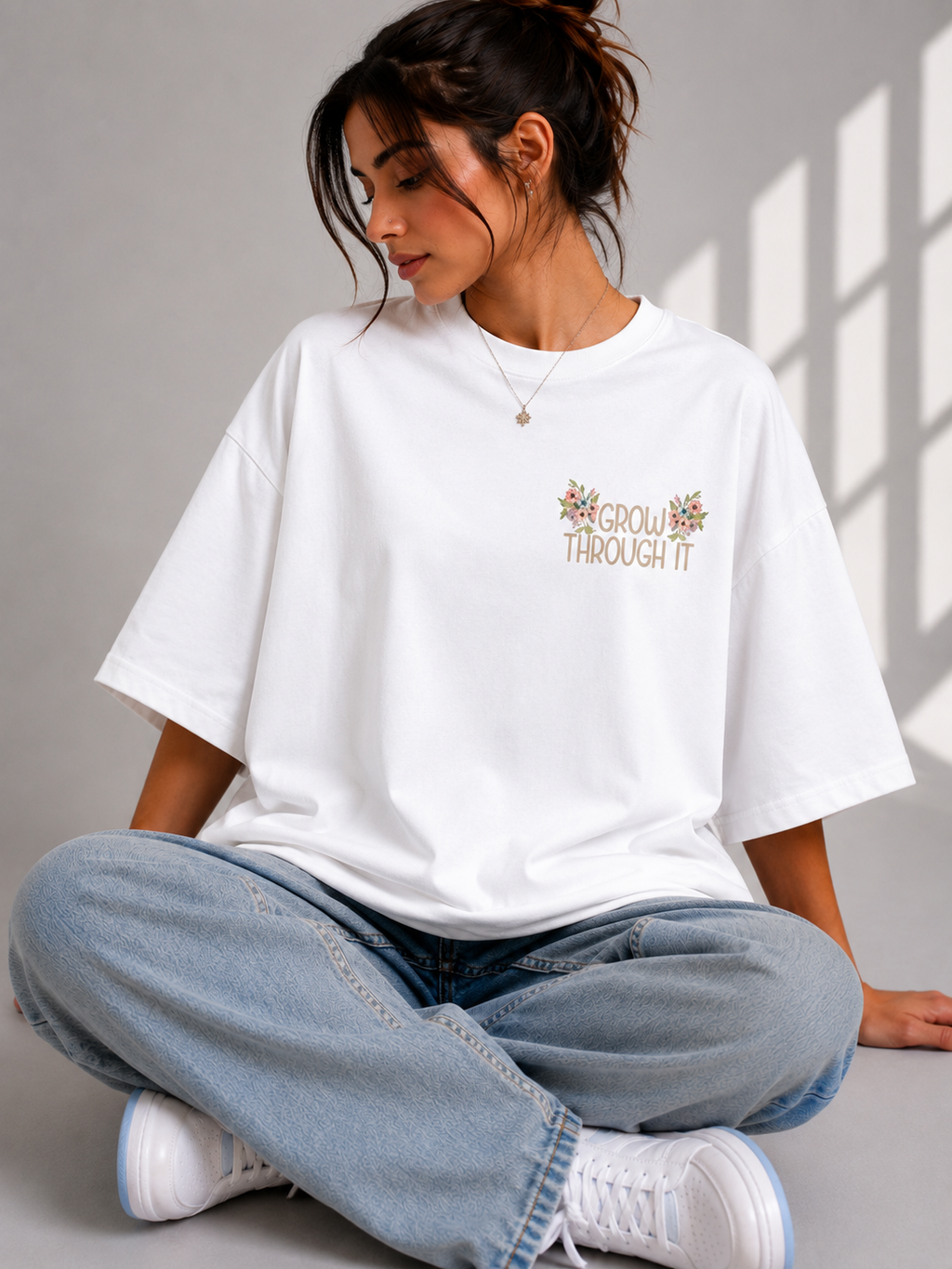 Grow Through It Oversize T-shirt Printed T-shirt (Girls)