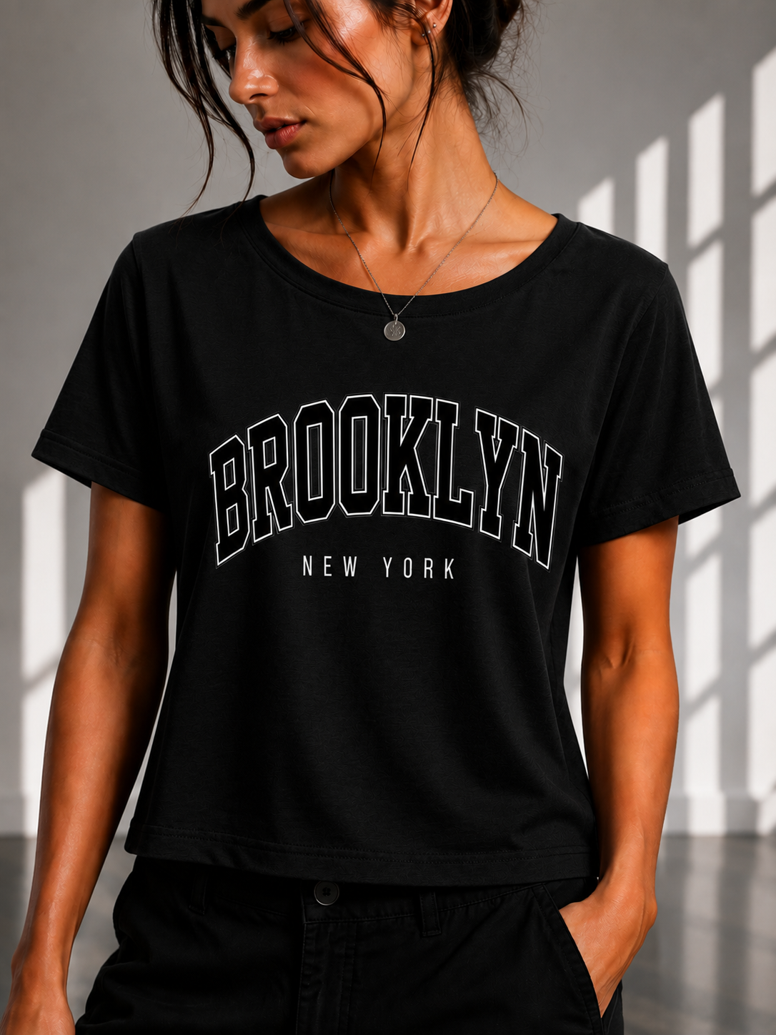 BROOKLYN Regular printed Cropped women T-shirt
